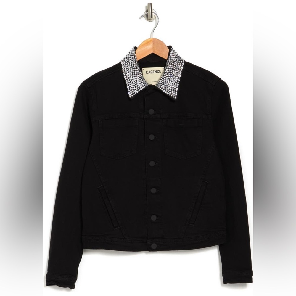 NWOT L’AGENCE Celine Crystal Embellished Collar Shacket - Picture 1 of 6
